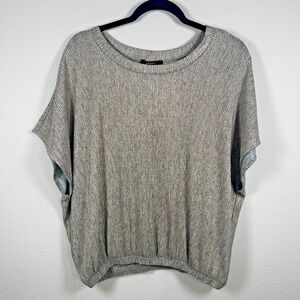 NWT Forever 21 Ribbed Metallic Blouse Top Size M Silver Holiday‎ Party Dressy